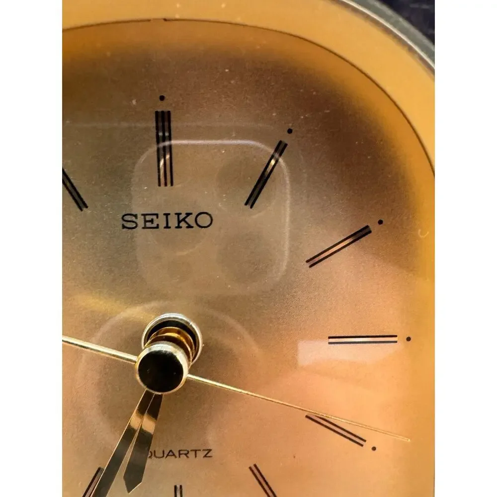 Vintage Seiko QQZ127S Lead Crystal Quartz Desk Mantel Clock Working Japan